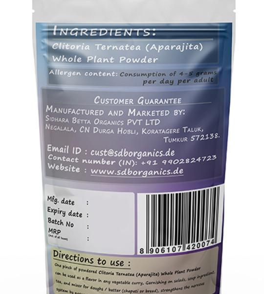 Clitoria Ternatea Whole Plant Powder | Aparajita | Adrikarni | Girikarnika